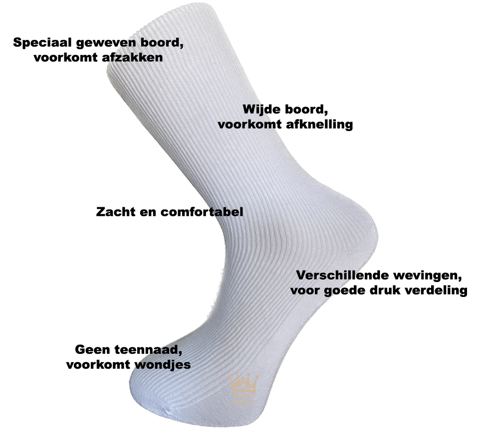 Uitleg medische sokken zonder elastiek 100% katoen